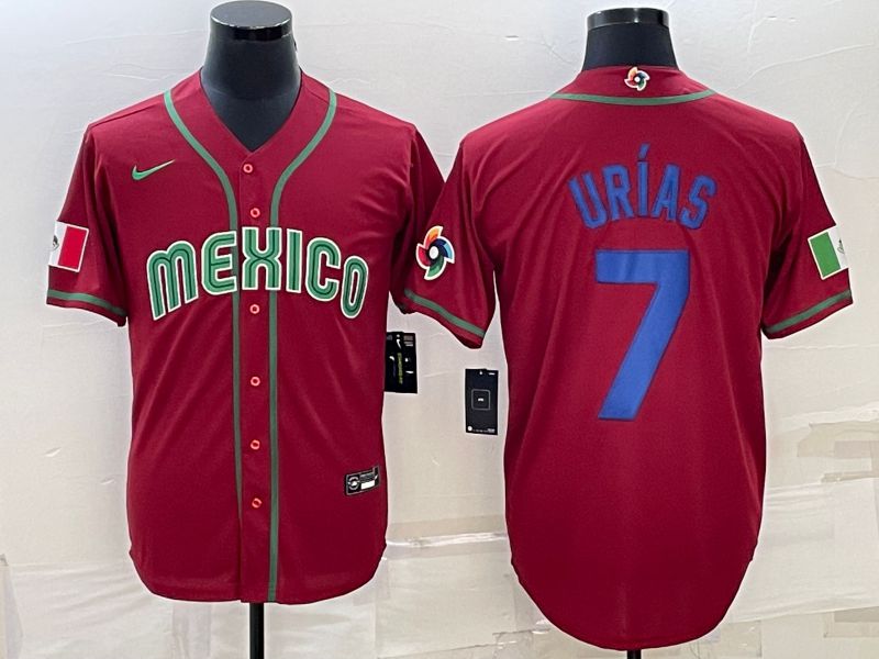 Men 2023 World Cub Mexico #7 Urias Red Nike MLB Jersey44->more jerseys->MLB Jersey